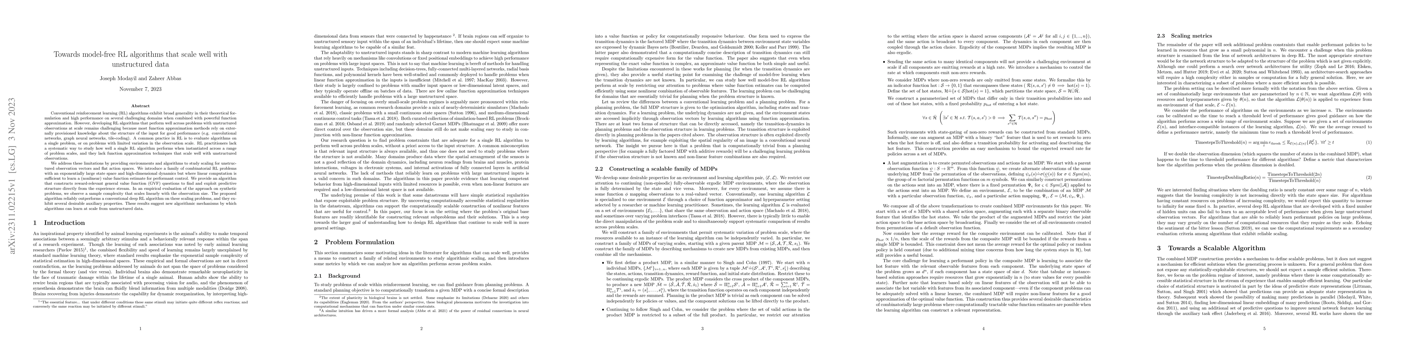 Thumbnail for Towards model-free RL algorithms that scale well with unstructured data
