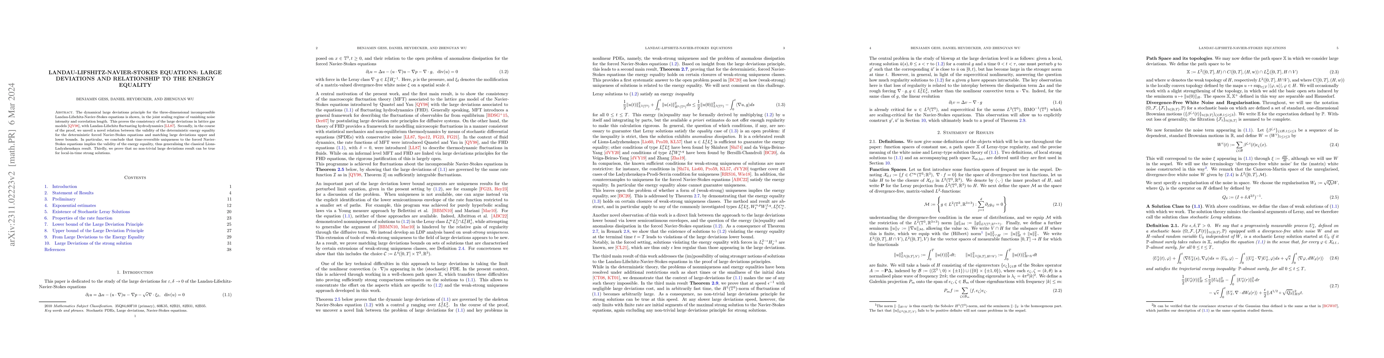 Thumbnail for Landau-Lifshitz-Navier-Stokes Equations: Large Deviations and
  Relationship to The Energy Equality