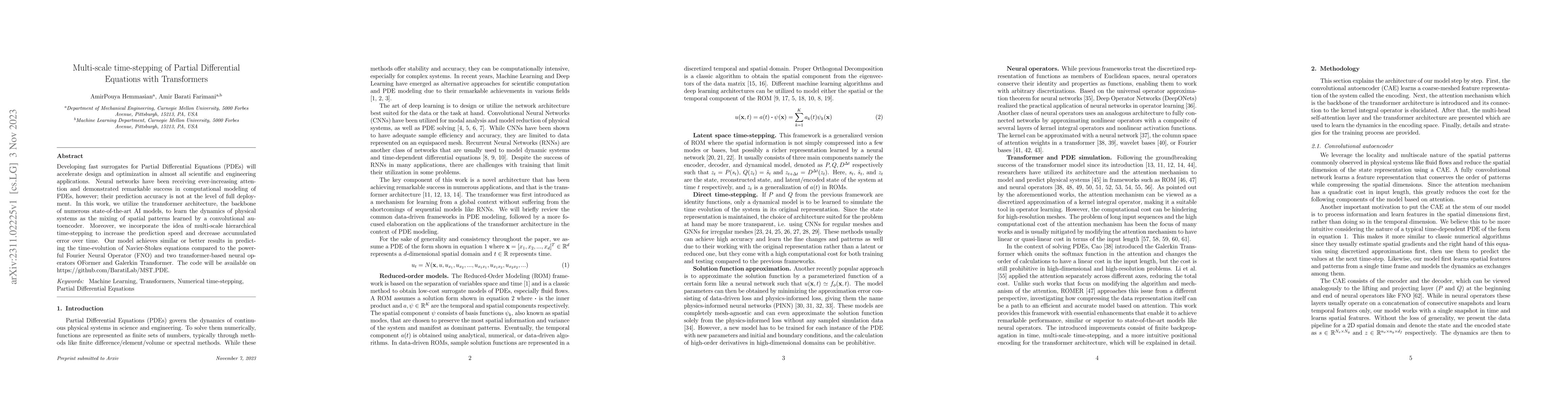 Thumbnail for Multi-scale Time-stepping of Partial Differential Equations with
  Transformers