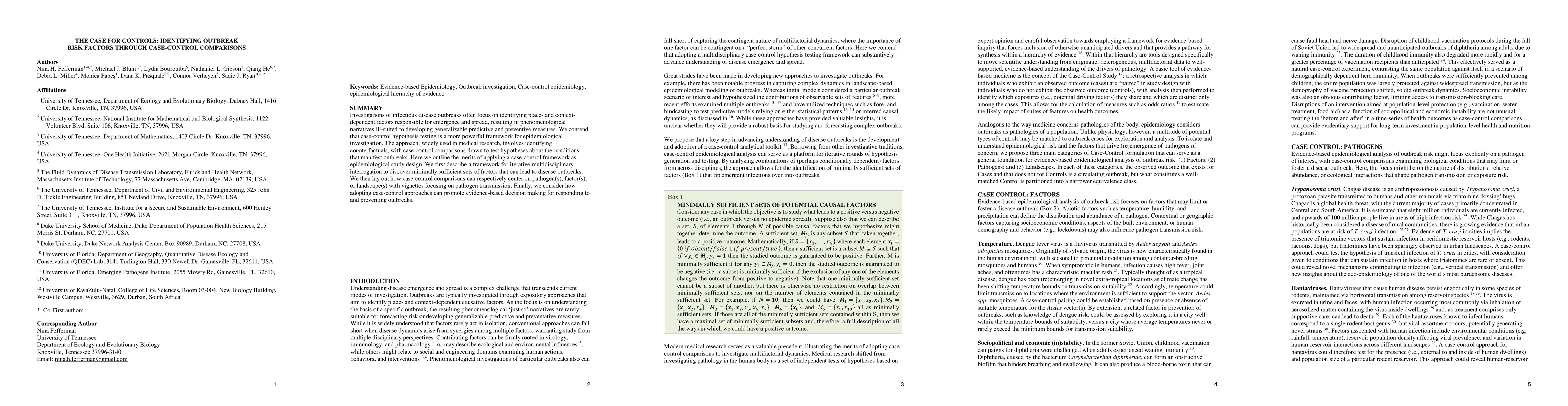 Thumbnail for The Case for Controls: Identifying outbreak risk factors through
  case-control comparisons