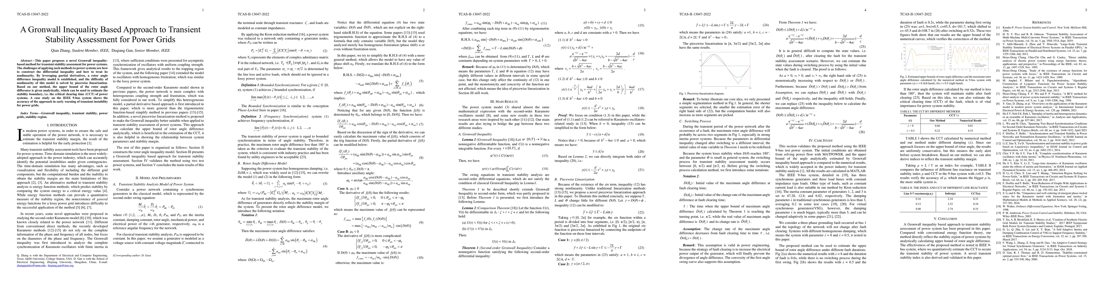 Thumbnail for A Gronwall Inequality Based Approach to Transient Stability Assessment
  for Power Grids