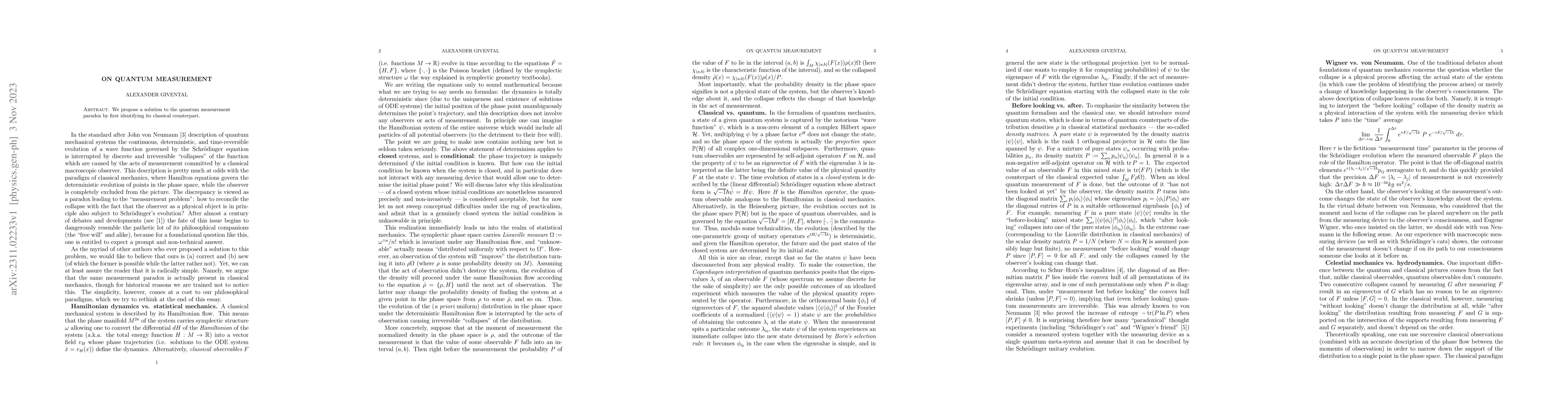 Thumbnail for On quantum measurement