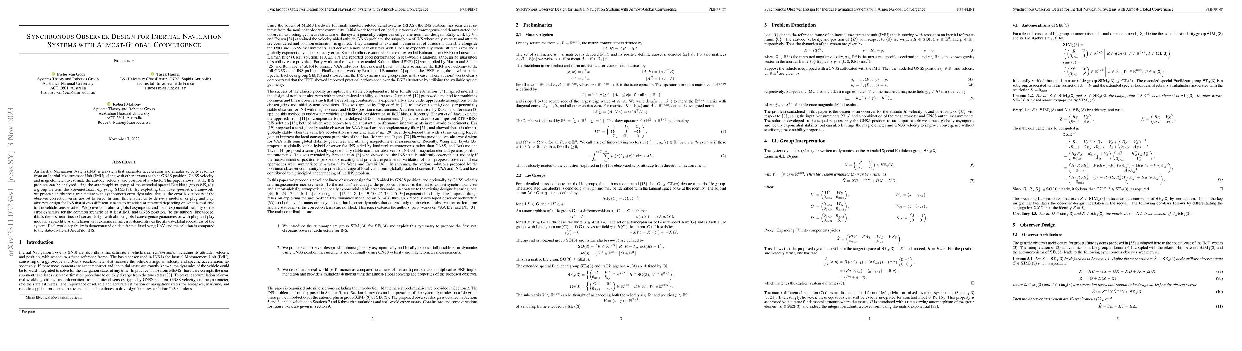 Thumbnail for Synchronous Observer Design for Inertial Navigation Systems with
  Almost-Global Convergence