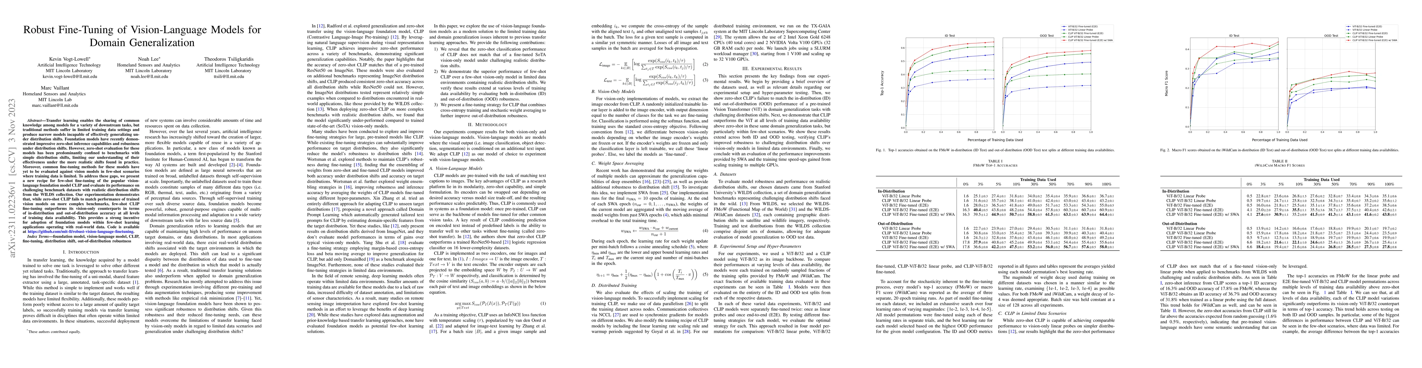 Thumbnail for Robust Fine-Tuning of Vision-Language Models for Domain Generalization