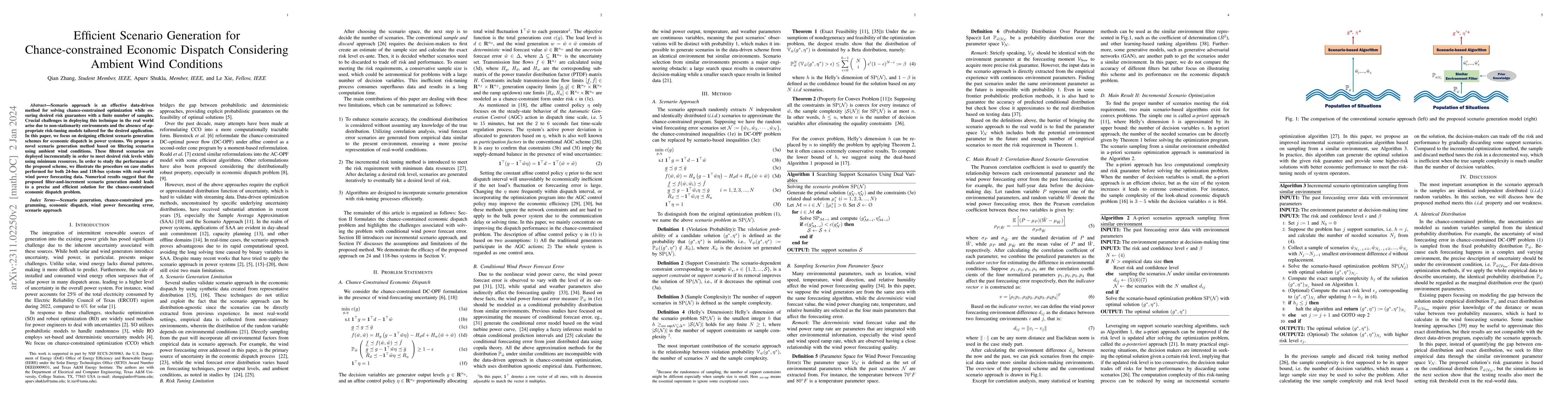 Thumbnail for Efficient Scenario Generation for Chance-constrained Economic Dispatch
  Considering Ambient Wind Conditions