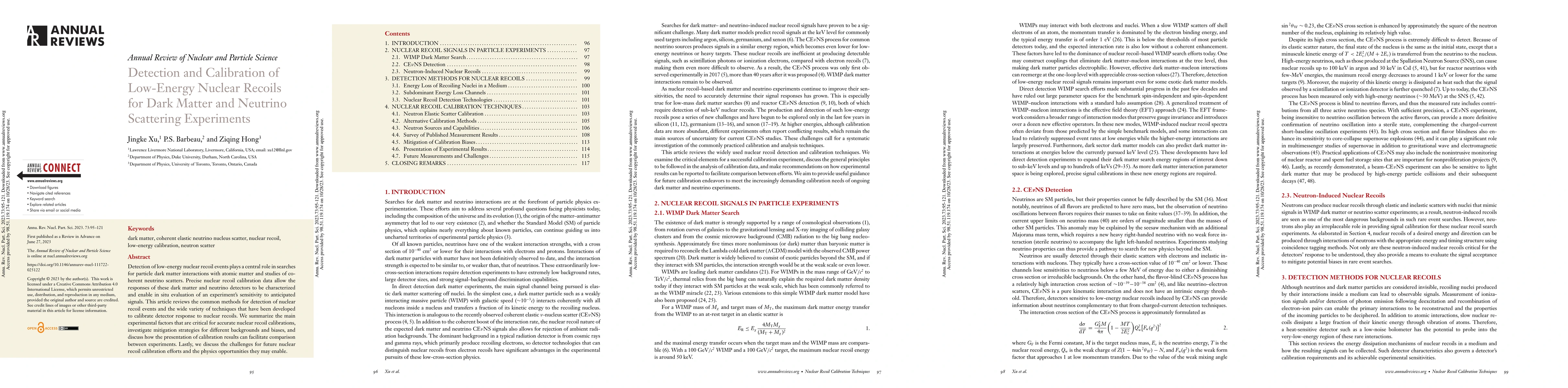 Thumbnail for Detection and Calibration of Low-Energy Nuclear Recoils for Dark Matter
  and Neutrino Scattering Experiments