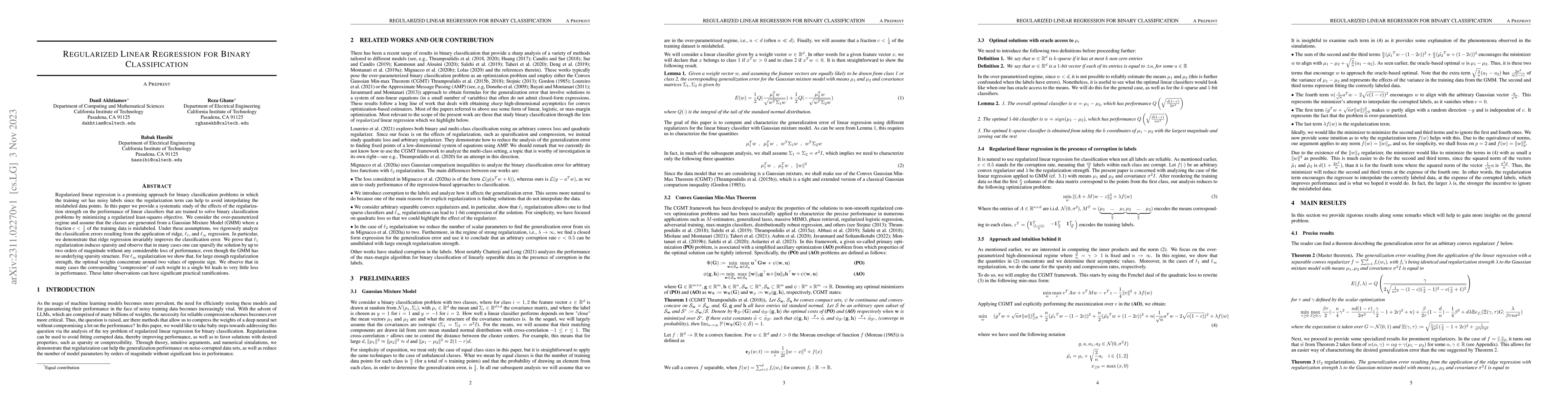 Thumbnail for Regularized Linear Regression for Binary Classification