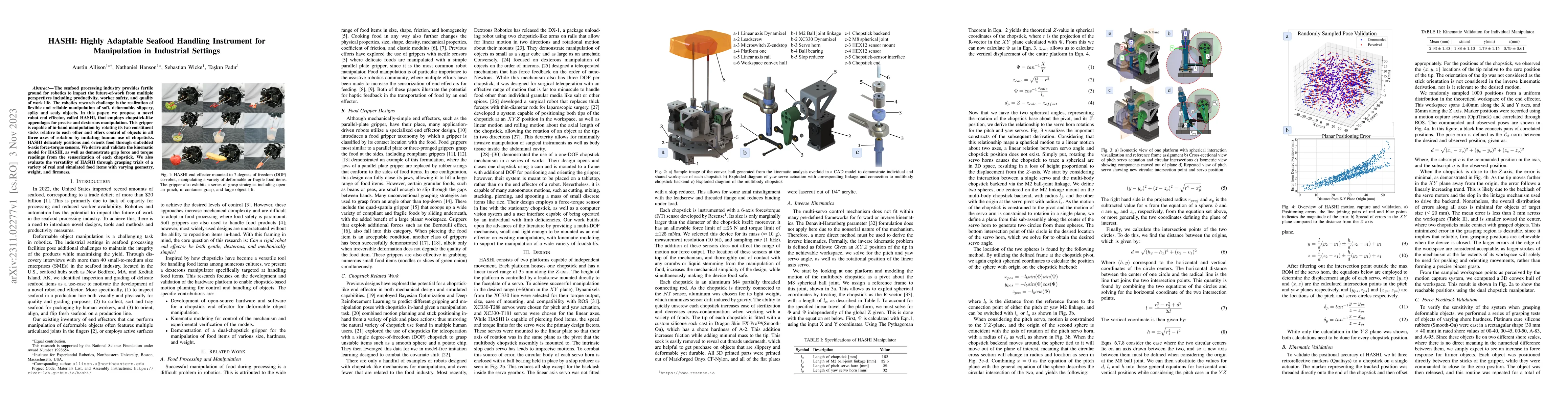 Thumbnail for HASHI: Highly Adaptable Seafood Handling Instrument for Manipulation in
  Industrial Settings