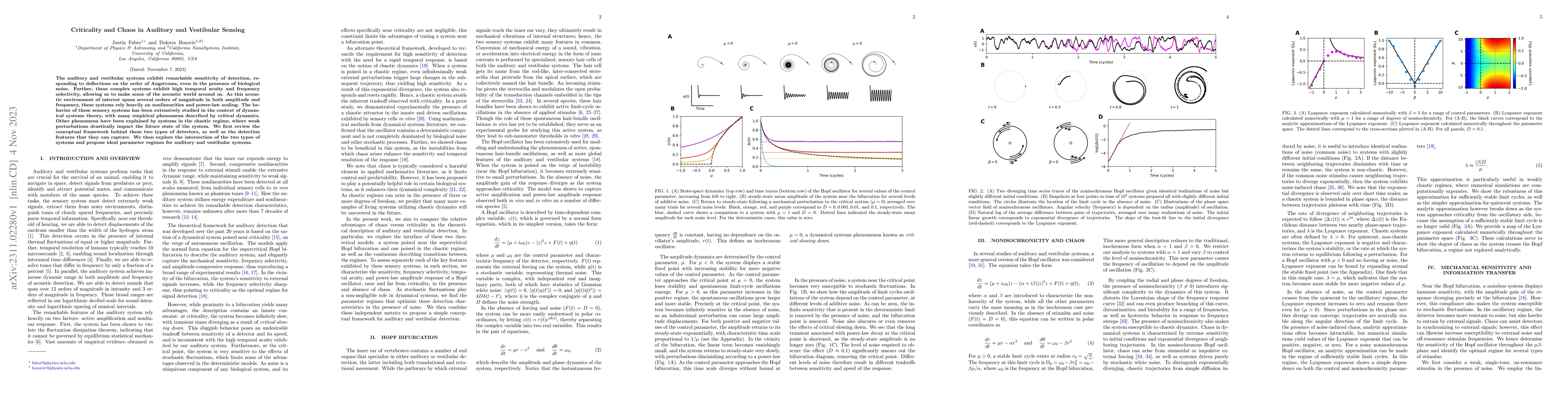 Thumbnail for Criticality and Chaos in Auditory and Vestibular Sensing