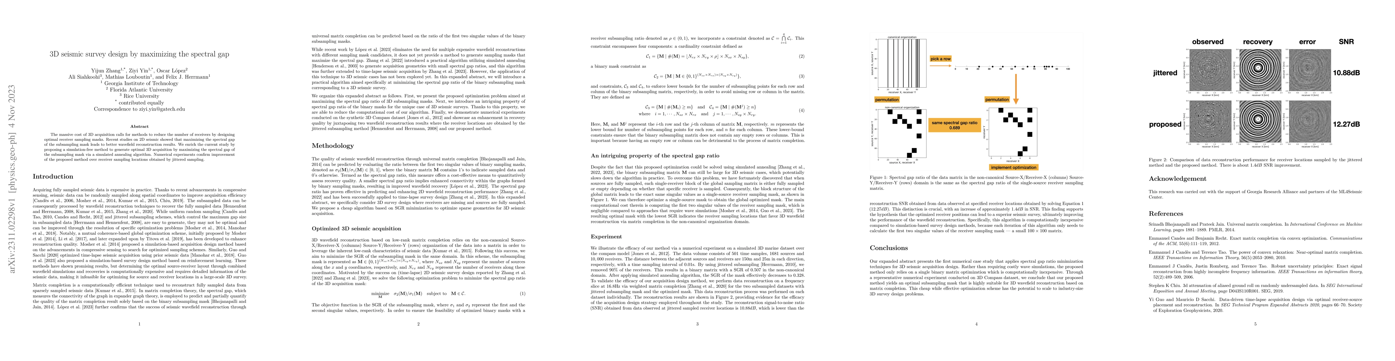 Thumbnail for 3D seismic survey design by maximizing the spectral gap