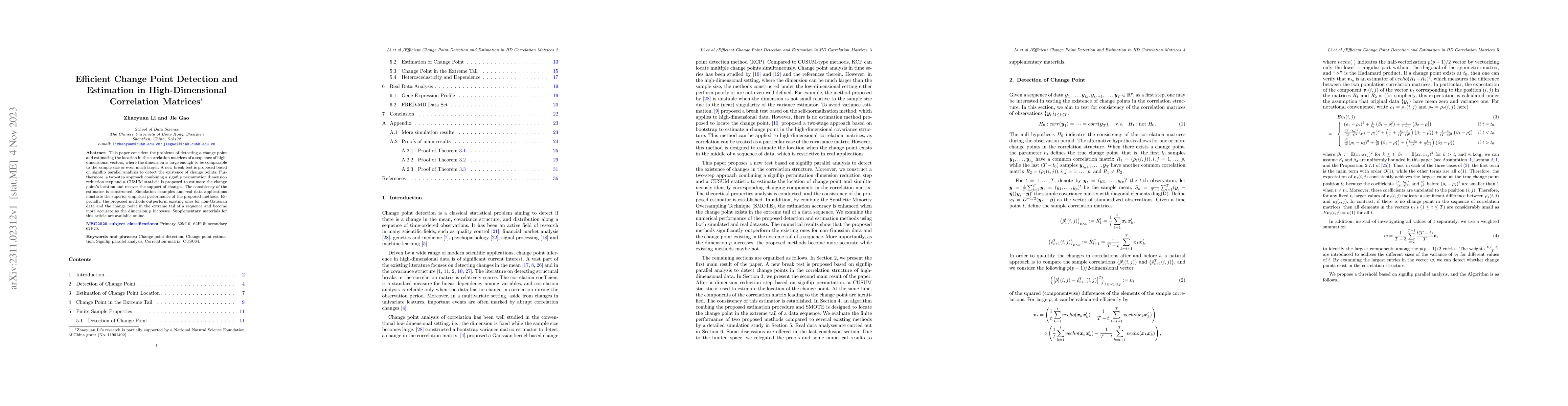 Thumbnail for Efficient Change Point Detection and Estimation in High-Dimensional
  Correlation Matrices