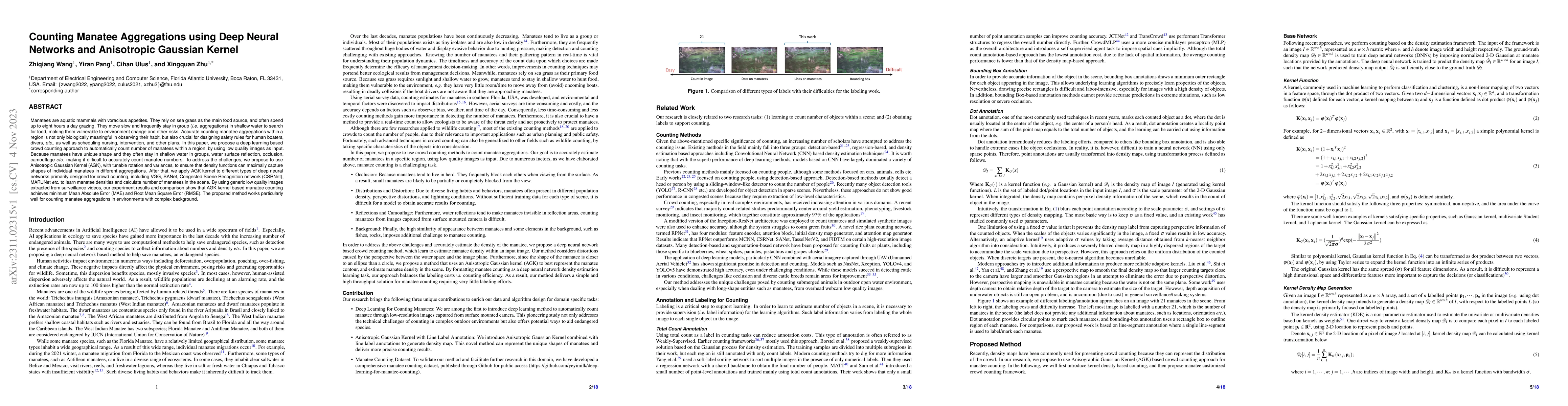 Thumbnail for Counting Manatee Aggregations using Deep Neural Networks and Anisotropic
  Gaussian Kernel