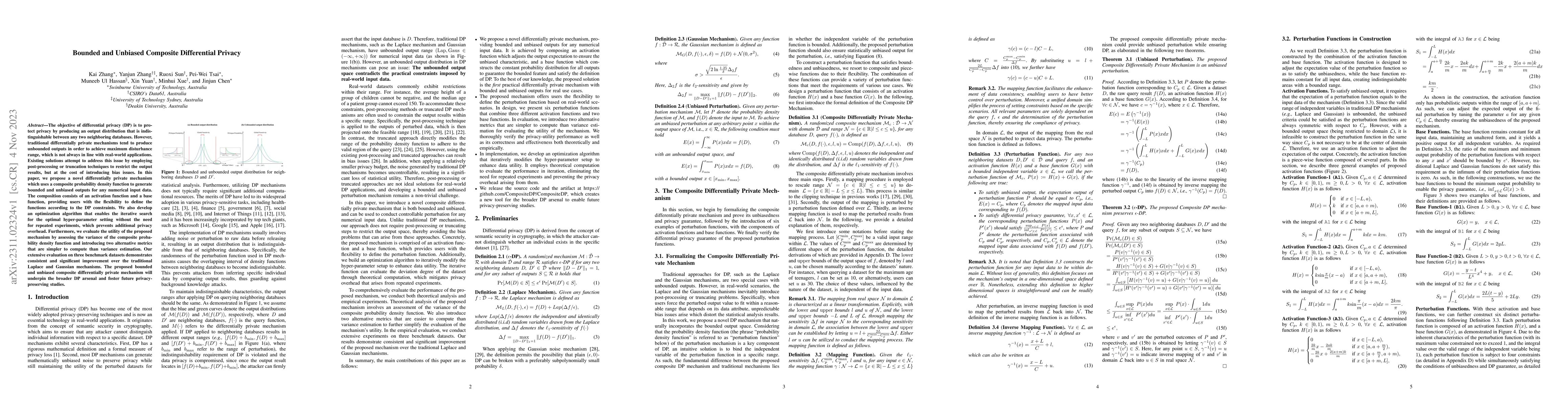 Thumbnail for Bounded and Unbiased Composite Differential Privacy