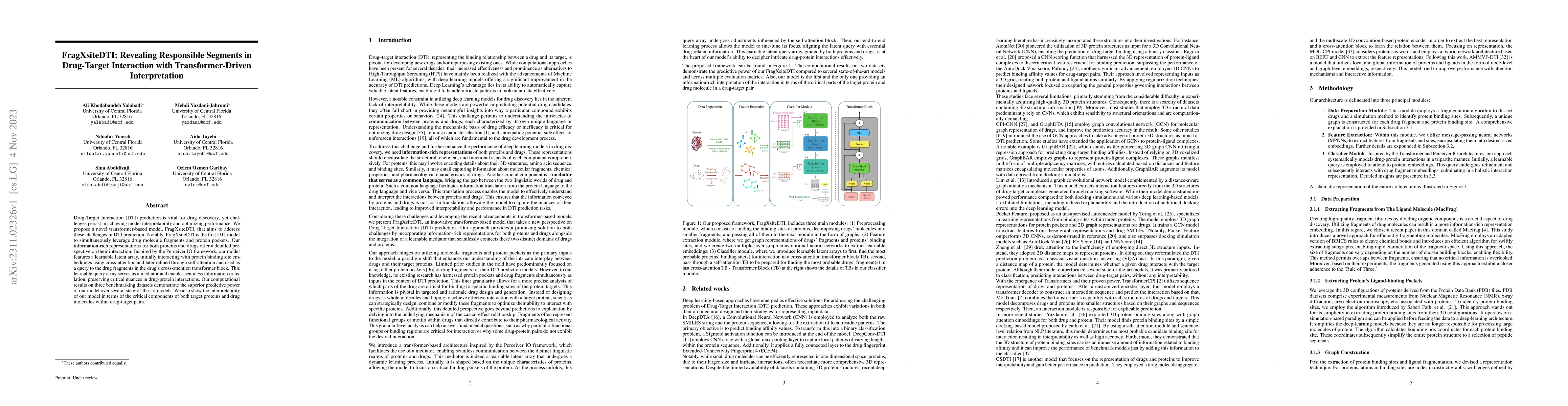 Thumbnail for FragXsiteDTI: Revealing Responsible Segments in Drug-Target Interaction
  with Transformer-Driven Interpretation