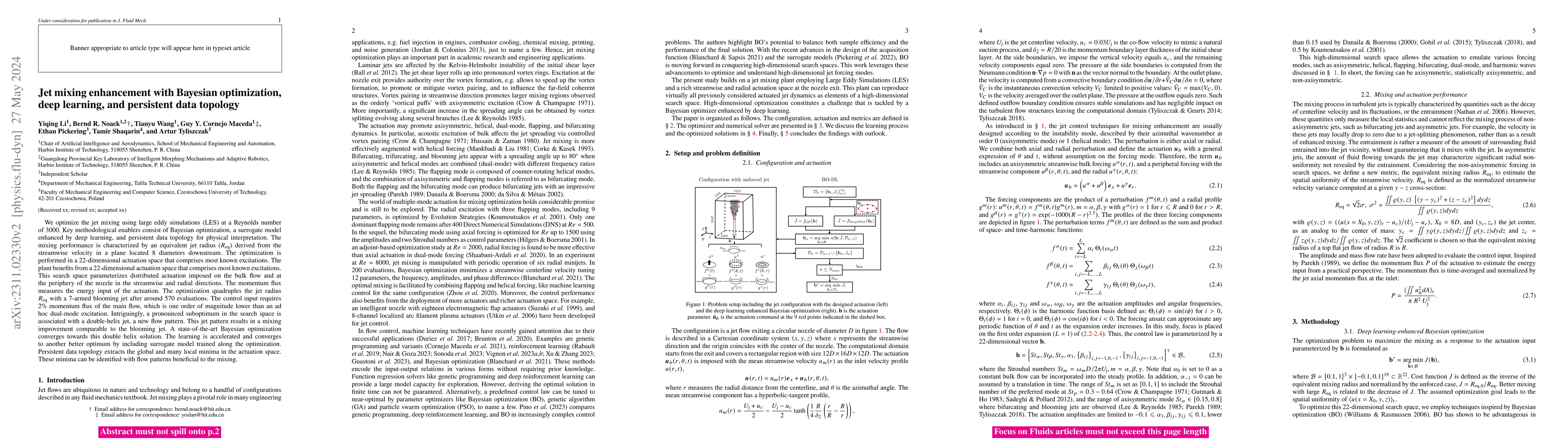 Thumbnail for Jet mixing enhancement with Bayesian optimization, deep learning, and
  persistent data topology