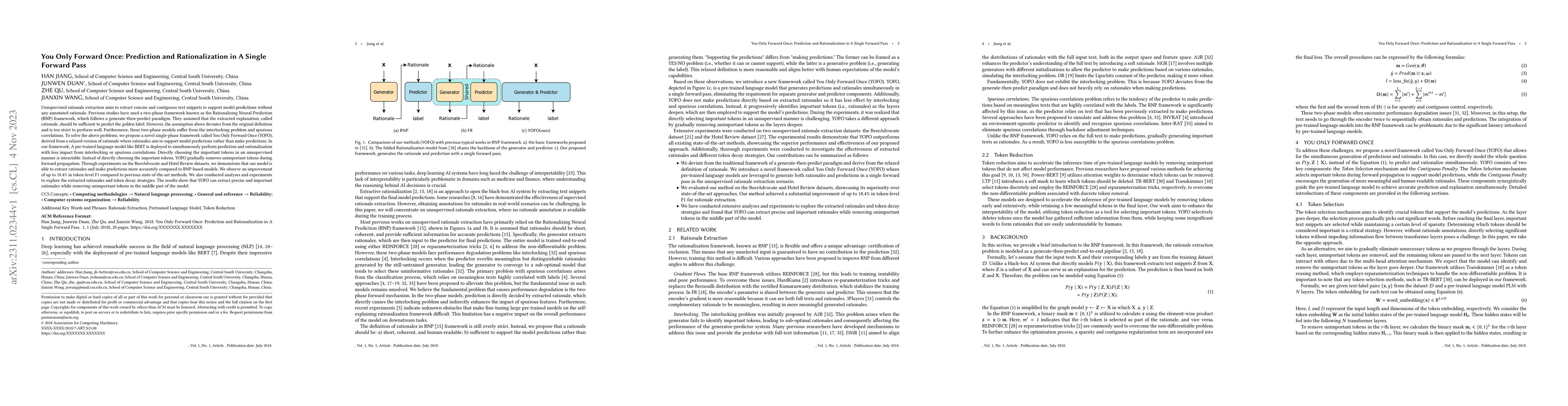 Thumbnail for You Only Forward Once: Prediction and Rationalization in A Single
  Forward Pass