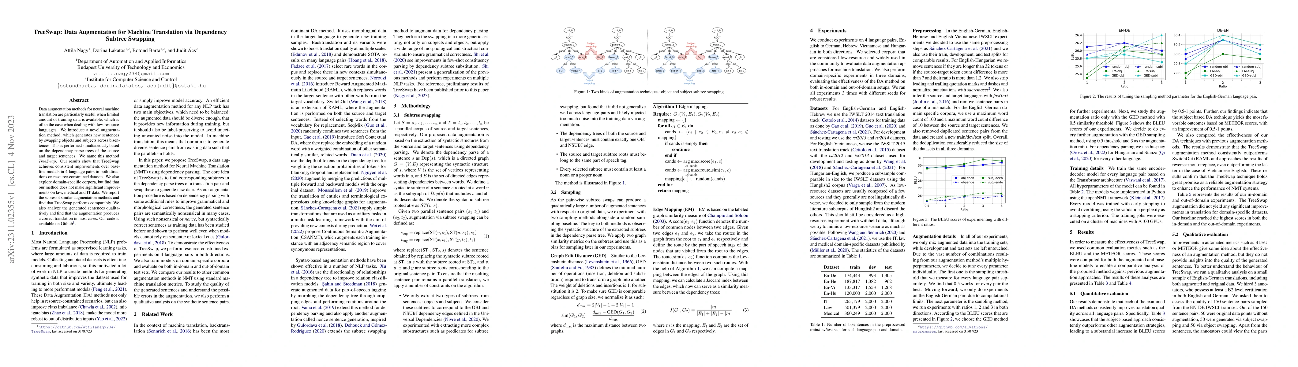 Thumbnail for TreeSwap: Data Augmentation for Machine Translation via Dependency
  Subtree Swapping