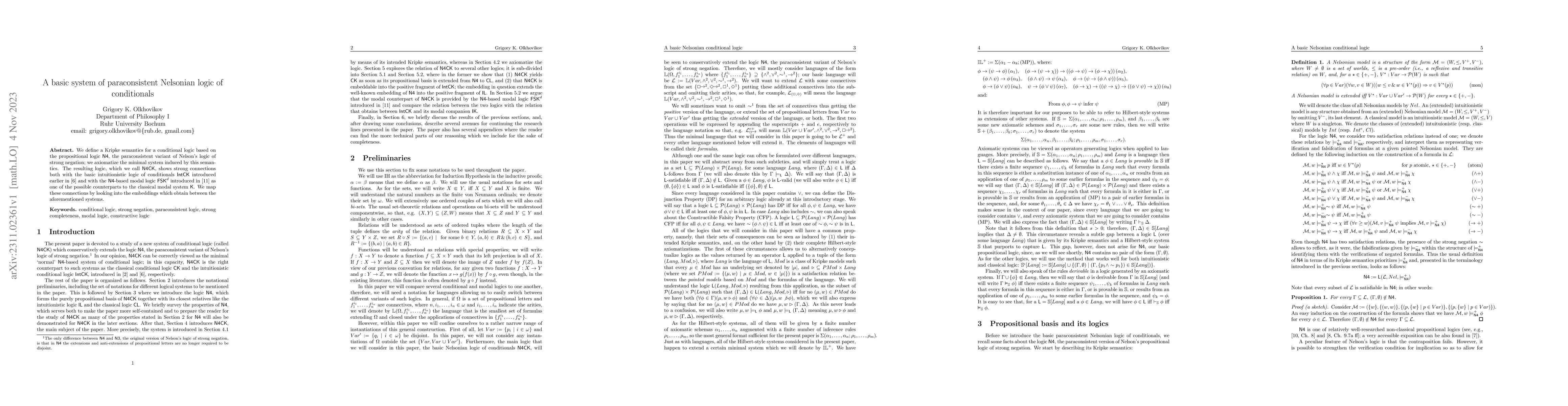 Thumbnail for A basic system of paraconsistent Nelsonian logic of conditionals