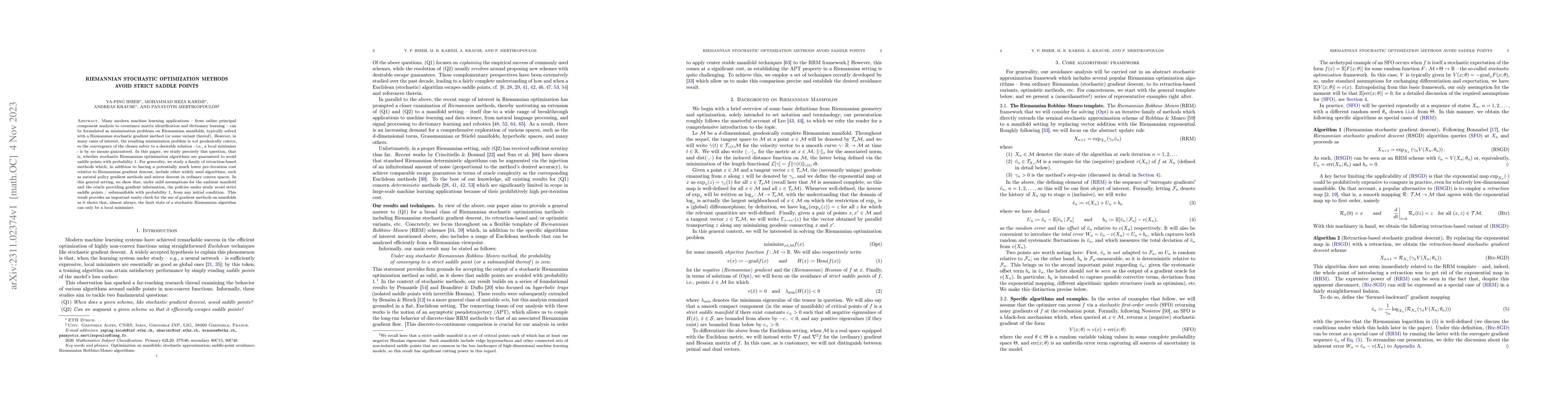 Thumbnail for Riemannian stochastic optimization methods avoid strict saddle points