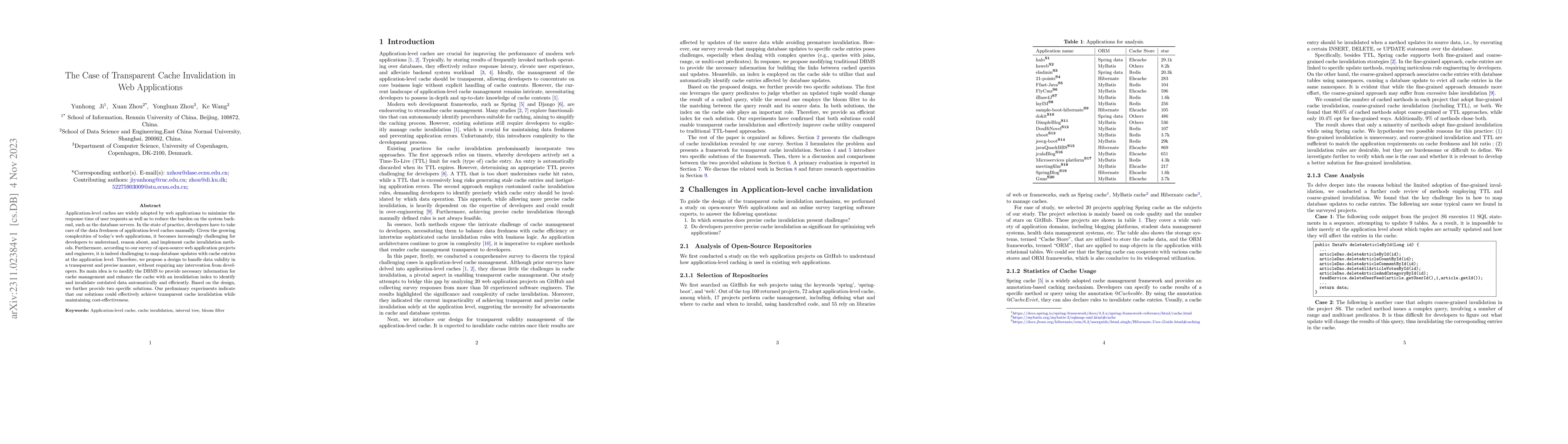 Thumbnail for The Case of Transparent Cache Invalidation in Web Applications