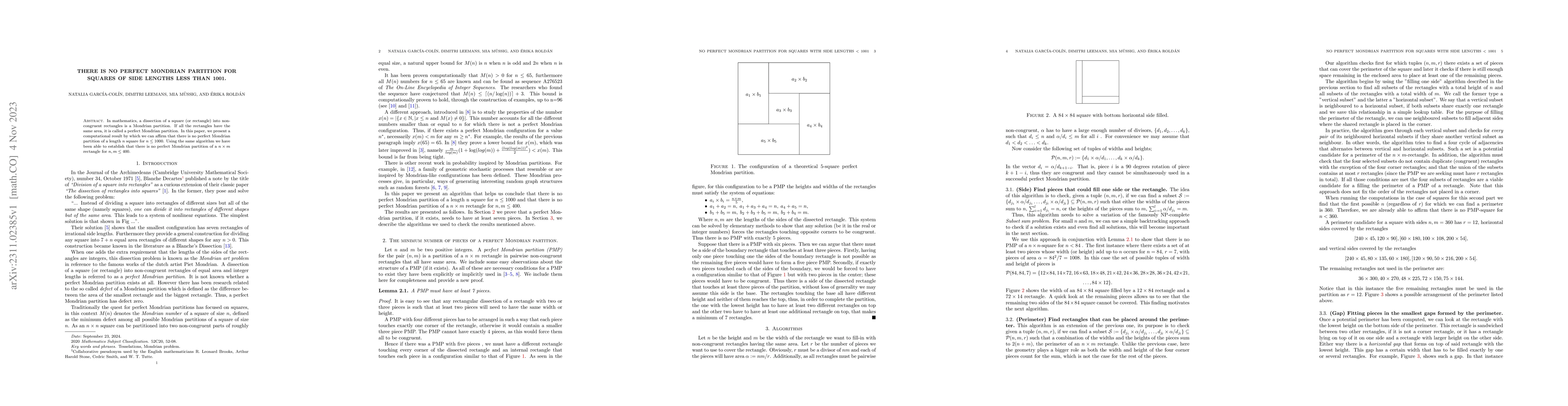 Thumbnail for There is no perfect Mondrian partition for squares of side lengths less
  than 1001