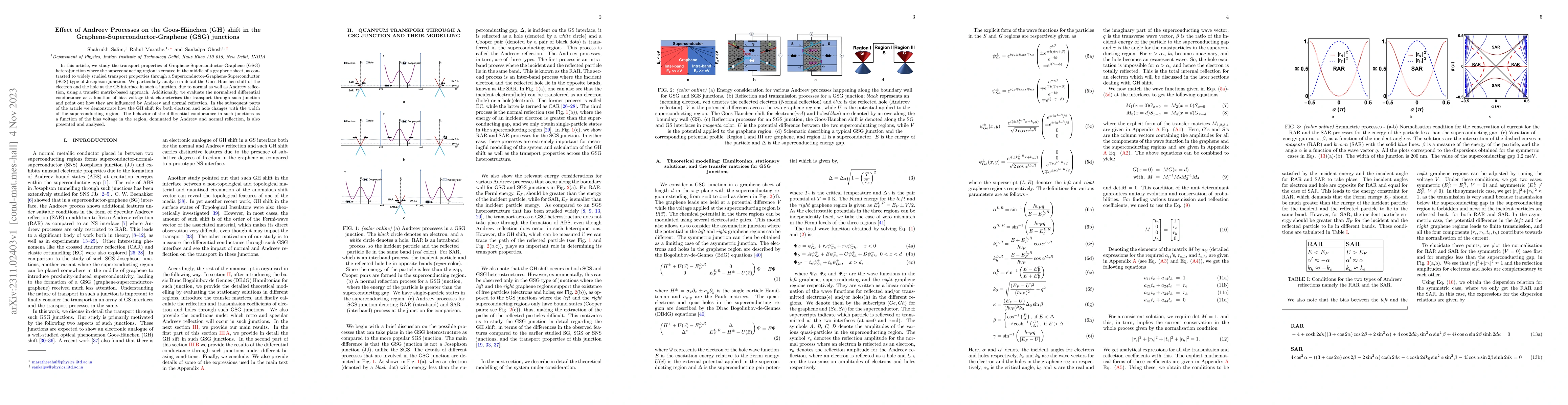 Thumbnail for Effect of Andreev Processes on the Goos-H\"anchen (GH) shift in the
  Graphene-Superconductor-Graphene (GSG) junctions
