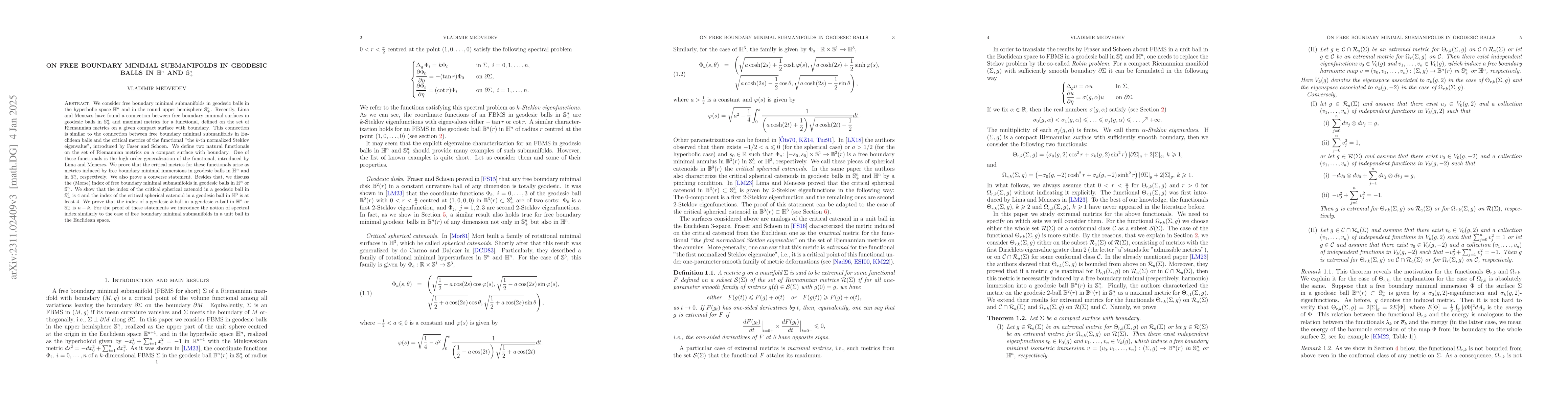 Thumbnail for On free boundary minimal submanifolds in geodesic balls in $\mathbb H^n$
  and $\mathbb S^n_+$