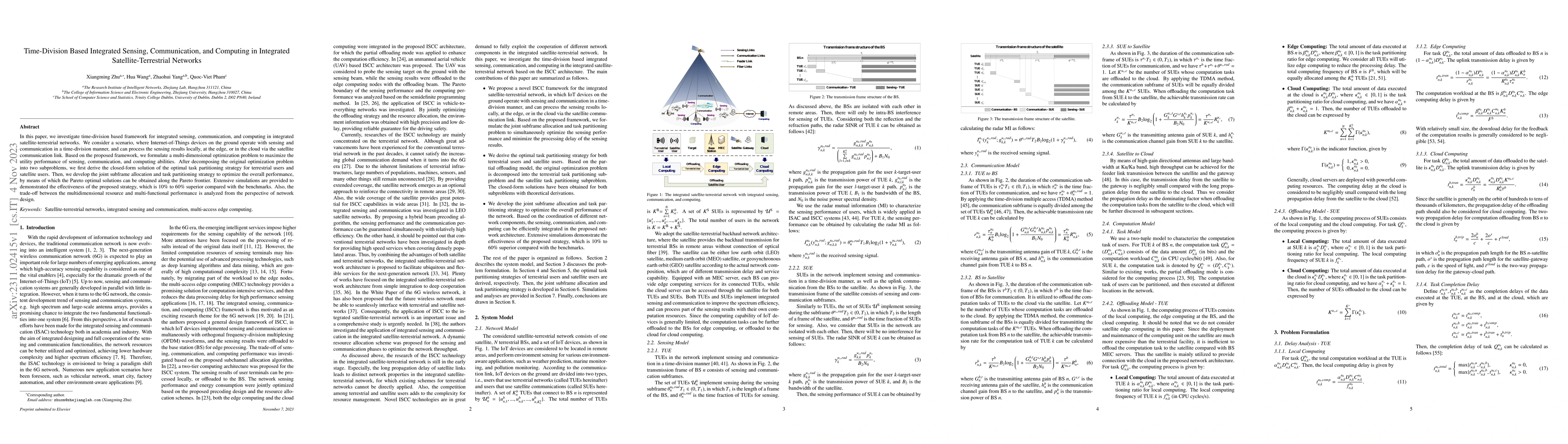 Thumbnail for Time-Division Based Integrated Sensing, Communication, and Computing in
  Integrated Satellite-Terrestrial Networks