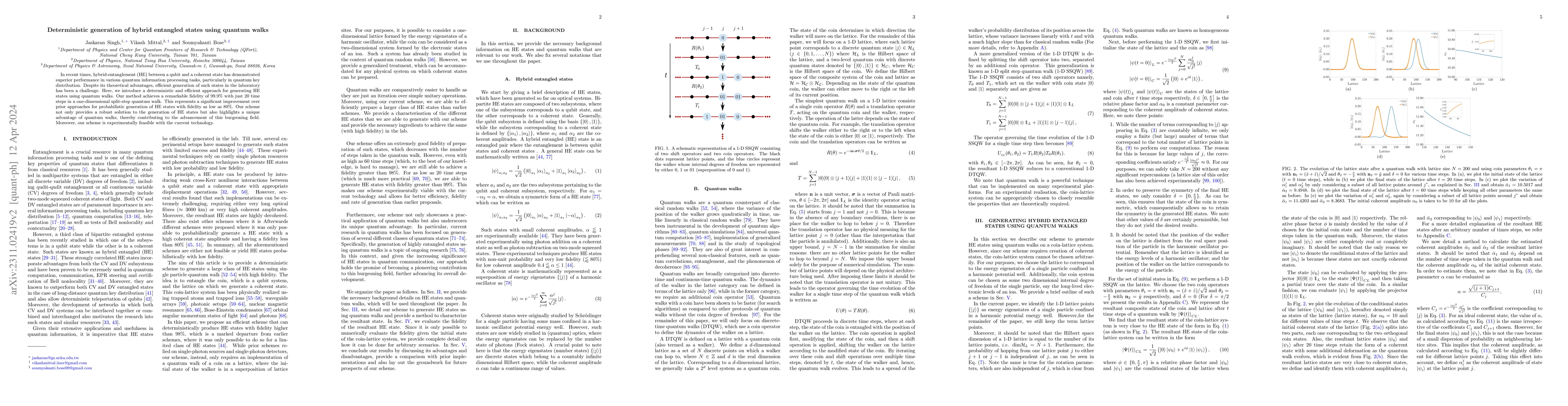Thumbnail for Deterministic generation of hybrid entangled states using quantum walks