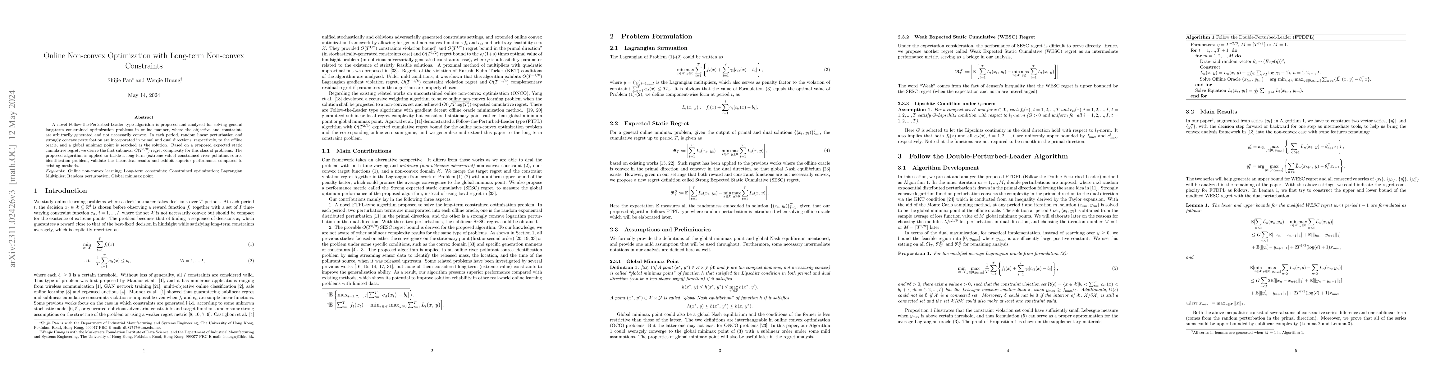 Thumbnail for Online Non-convex Optimization with Long-term Non-convex Constraints