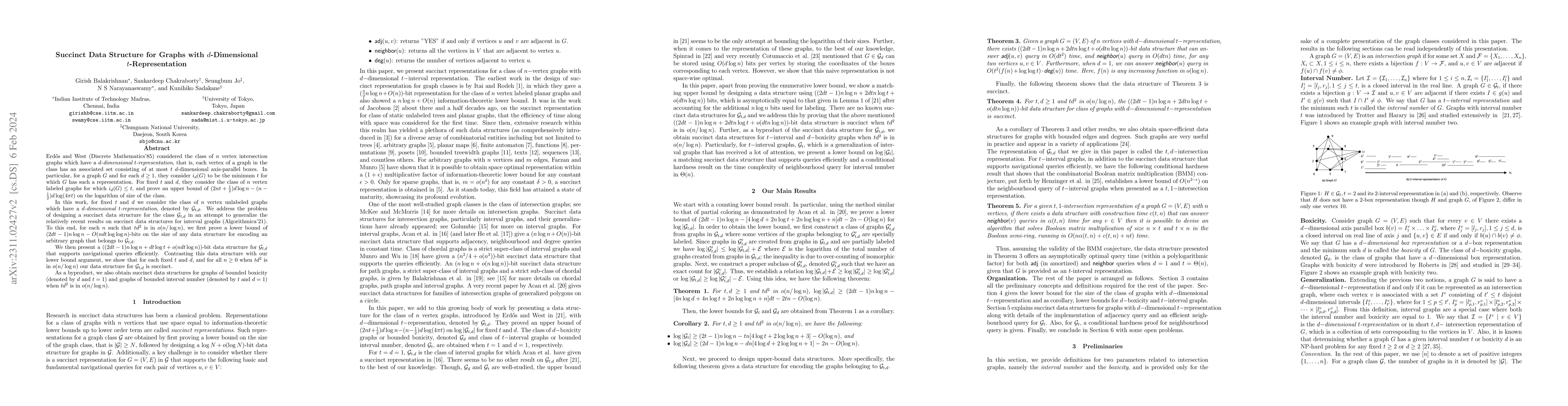 Thumbnail for Succinct Data Structure for Graphs with $d$-Dimensional
  $t$-Representation