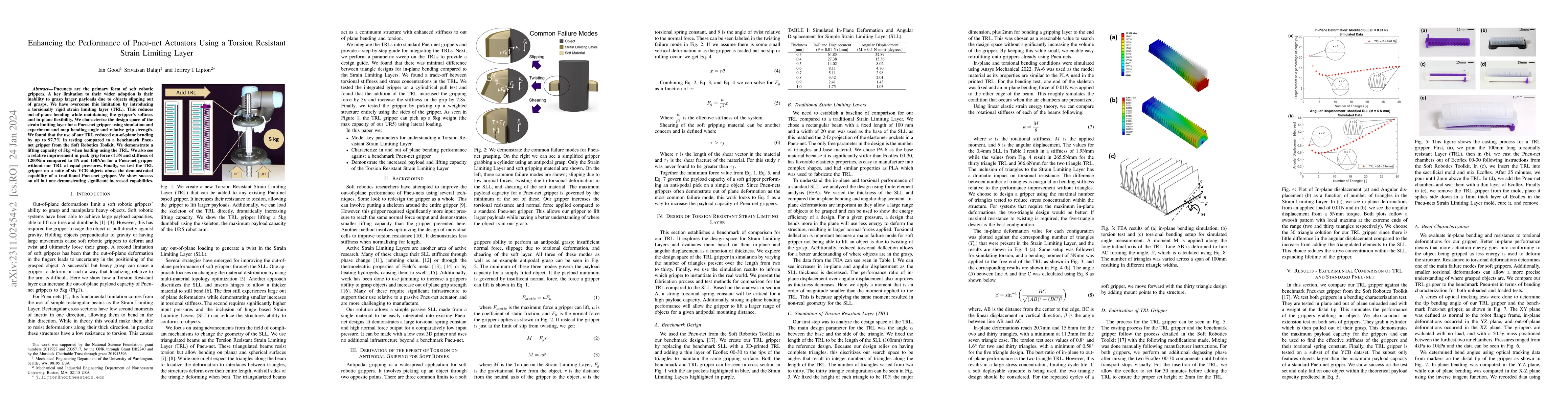 Thumbnail for Enhancing the Performance of Pneu-net Actuators Using a Torsion
  Resistant Strain Limiting Layer
