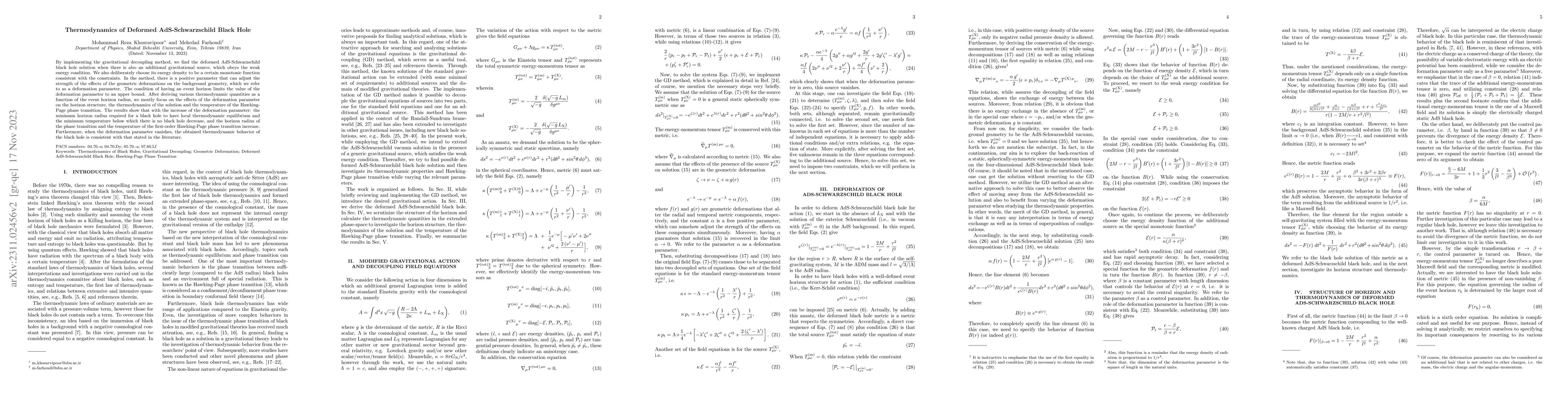 Thumbnail for Thermodynamics of Deformed AdS-Schwarzschild Black Hole