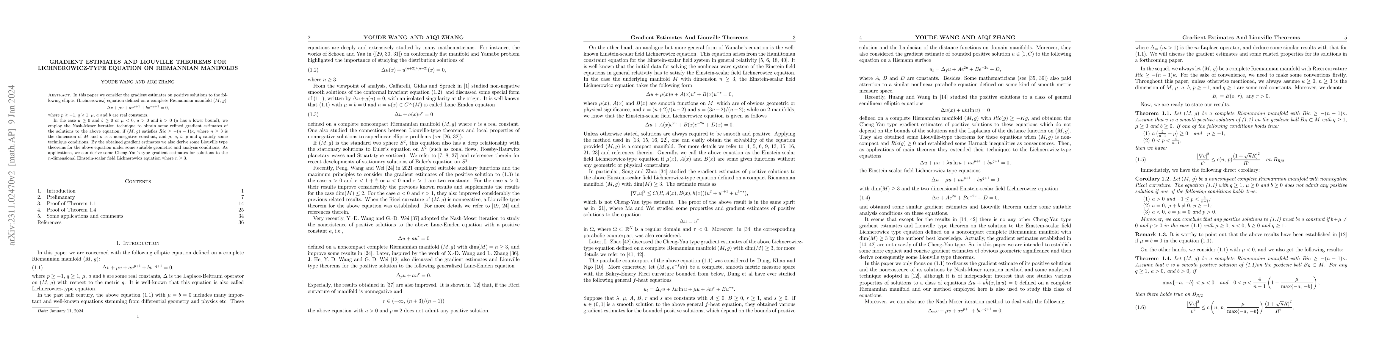 Thumbnail for Gradient estimates and Liouville theorems for Lichnerowicz-type equation
  on Riemannian manifolds