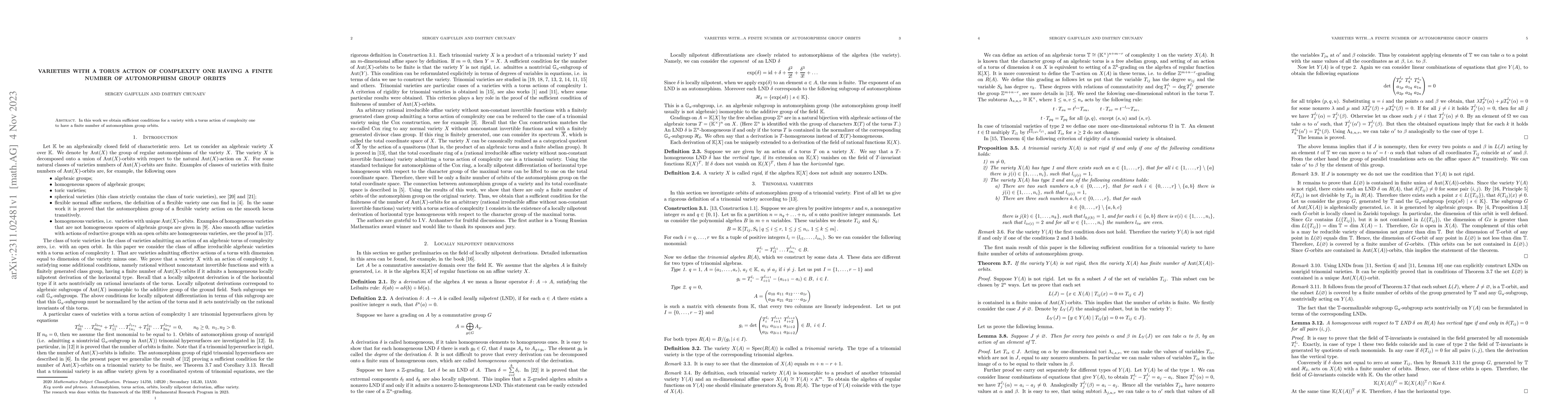 Thumbnail for Varieties with a torus action of complexity one having a finite number
  of automorphism group orbits