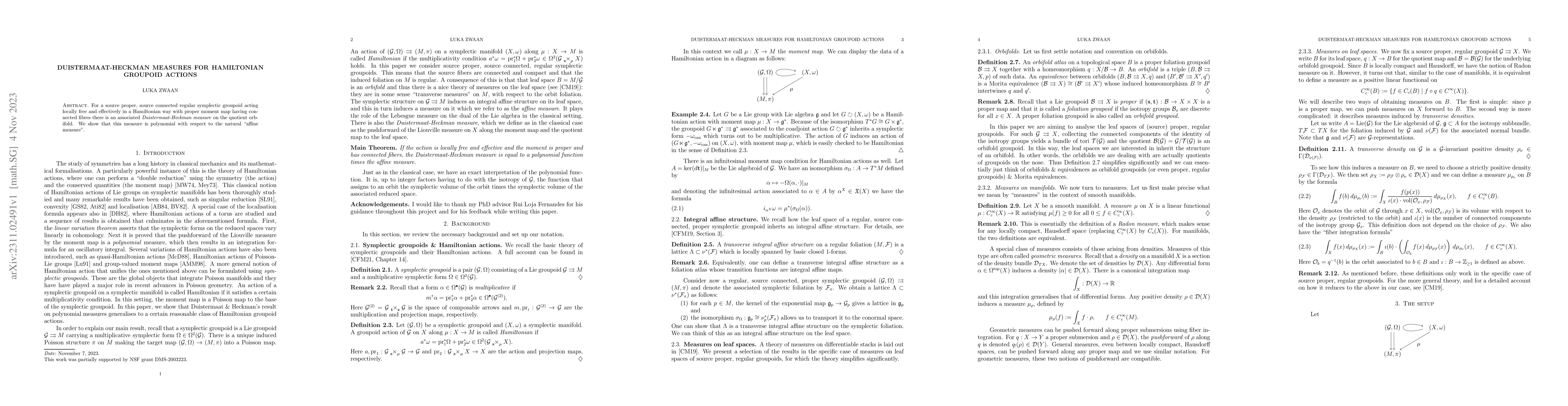 Thumbnail for Duistermaat-Heckman measures for Hamiltonian groupoid actions