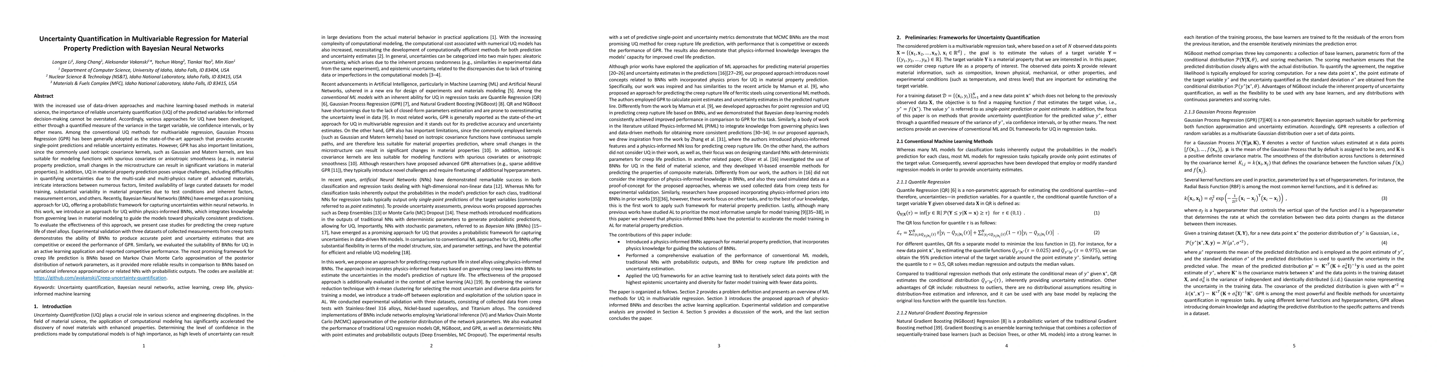 Thumbnail for Uncertainty Quantification in Multivariable Regression for Material
  Property Prediction with Bayesian Neural Networks
