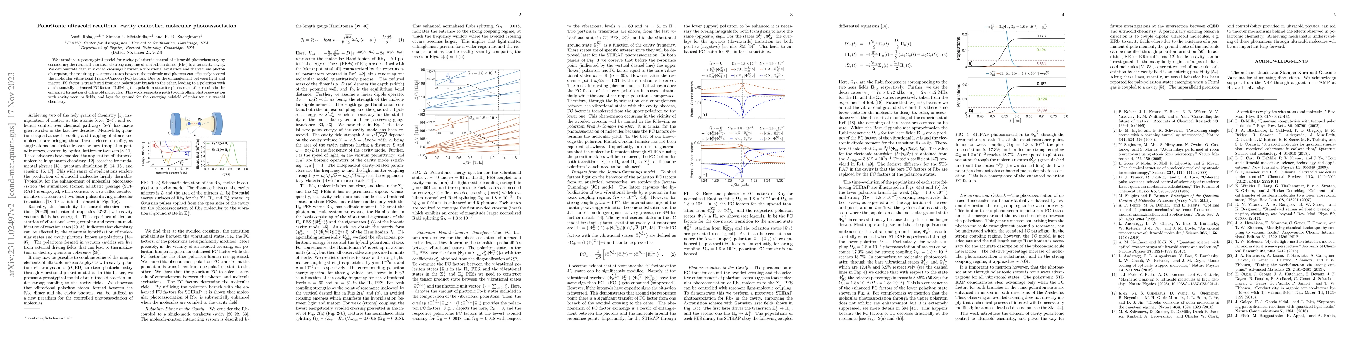 Thumbnail for Polaritonic ultracold reactions: cavity controlled molecular
  photoassociation