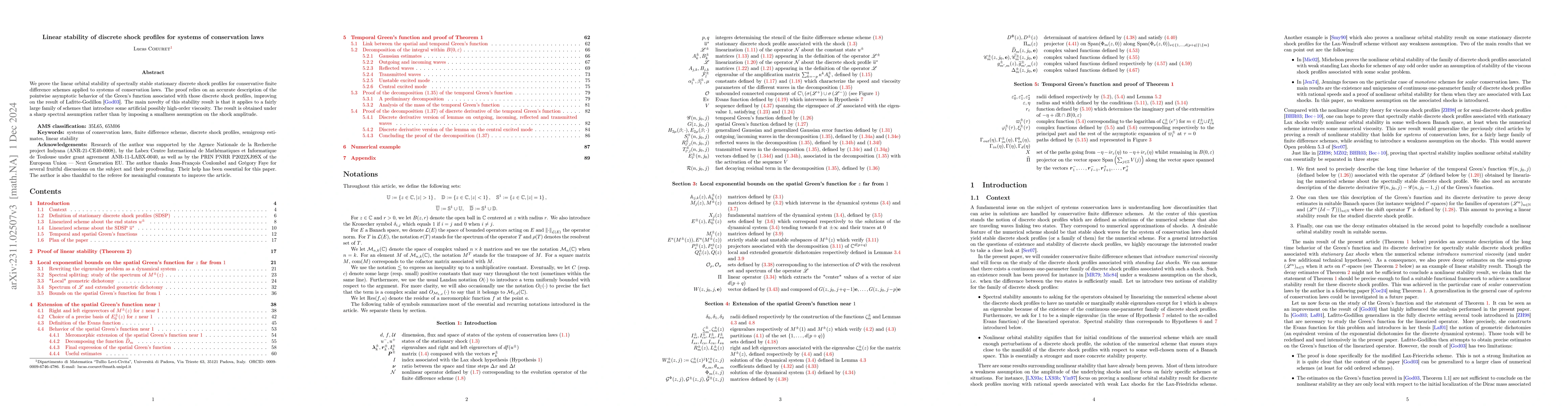 Thumbnail for Linear stability of discrete shock profiles for systems of conservation
  laws