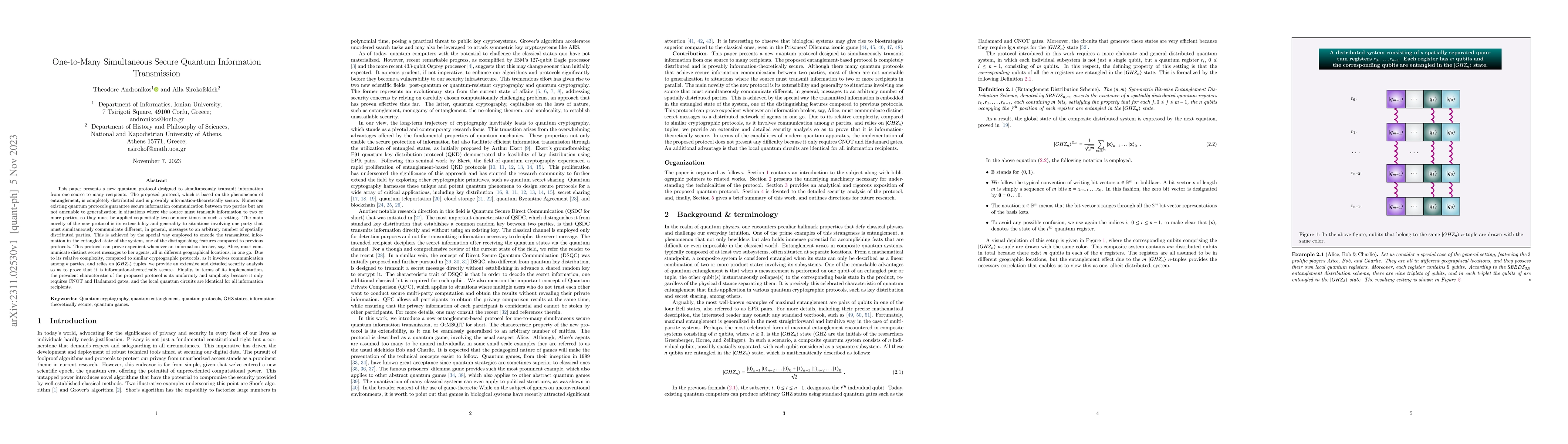 Thumbnail for One-to-Many Simultaneous Secure Quantum Information Transmission