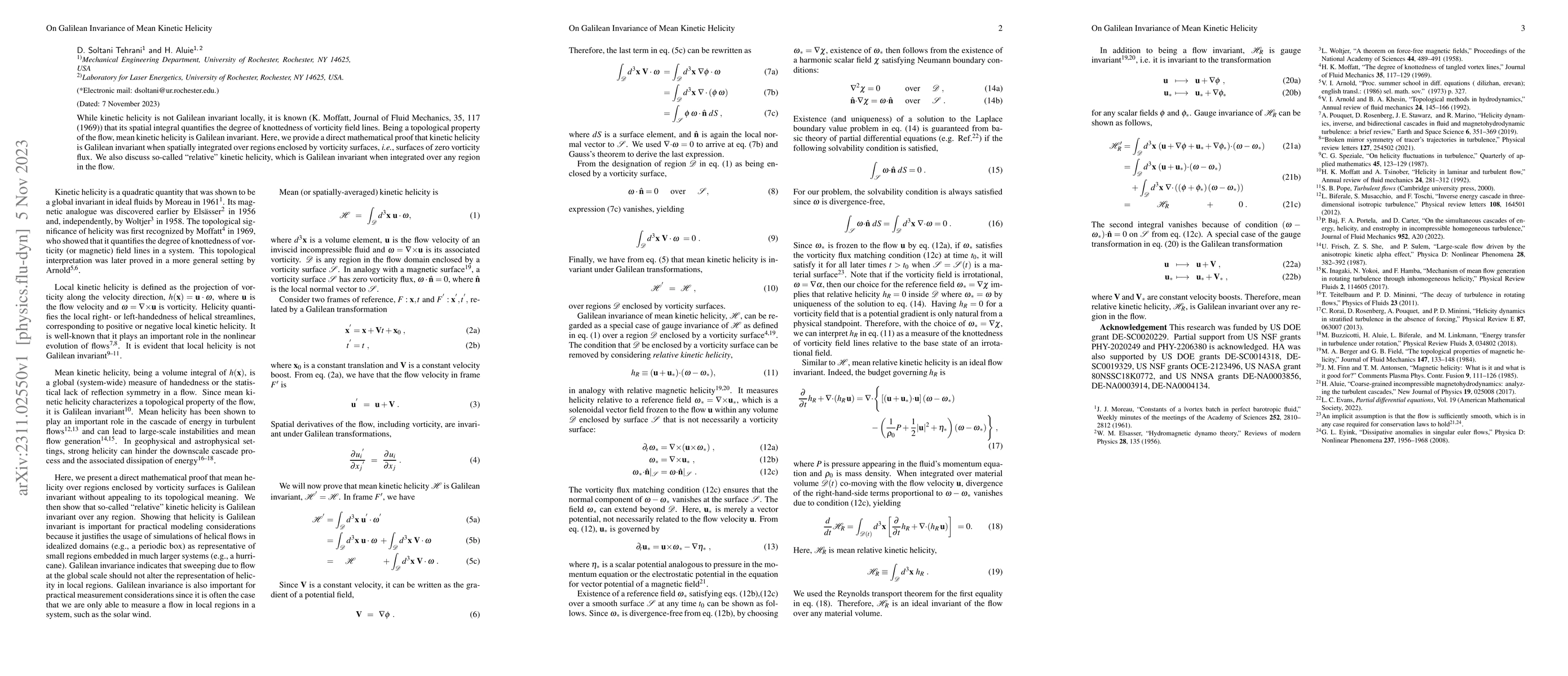 Thumbnail for On Galilean Invariance of Mean Kinetic Helicity