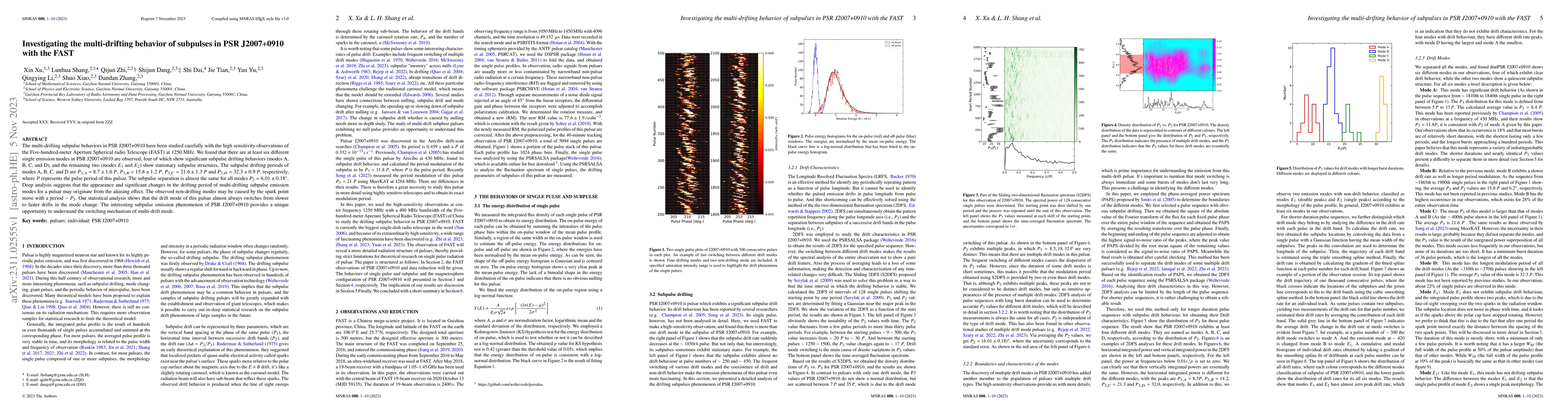 Thumbnail for Investigating the multi-drifting behavior of subpulses in PSR
  J2007$+$0910 with the FAST