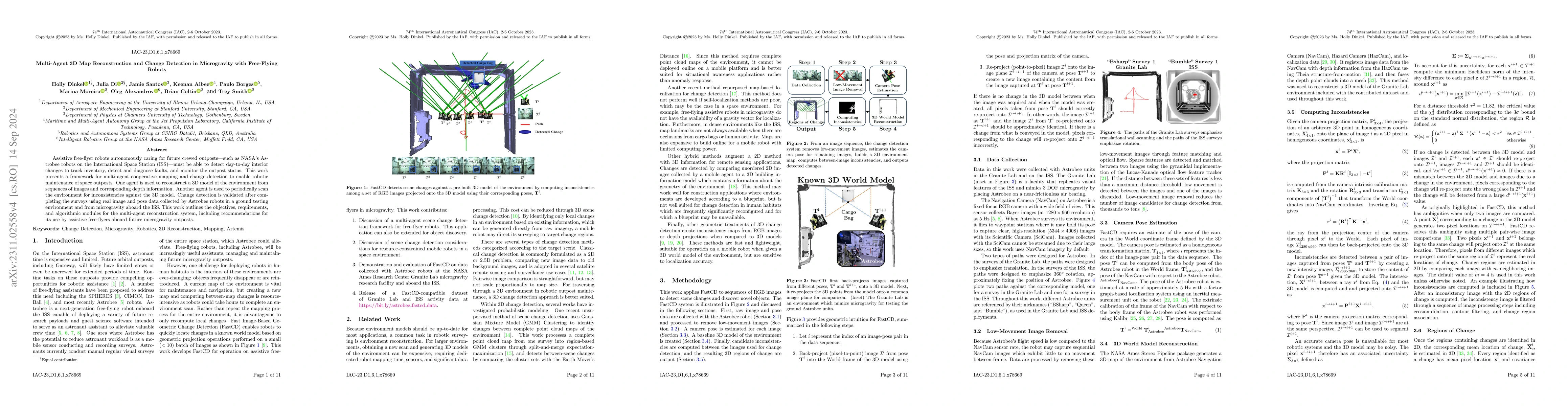 Thumbnail for Multi-Agent 3D Map Reconstruction and Change Detection in Microgravity
  with Free-Flying Robots