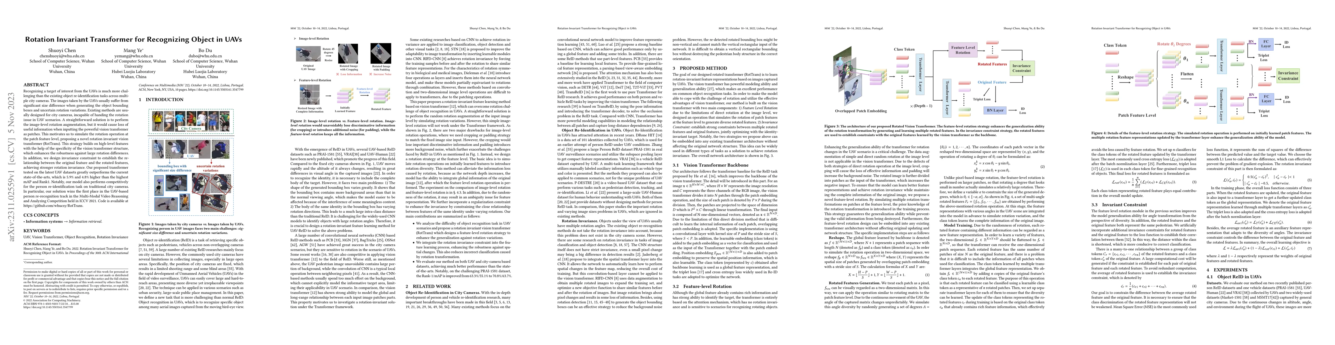 Thumbnail for Rotation Invariant Transformer for Recognizing Object in UAVs
