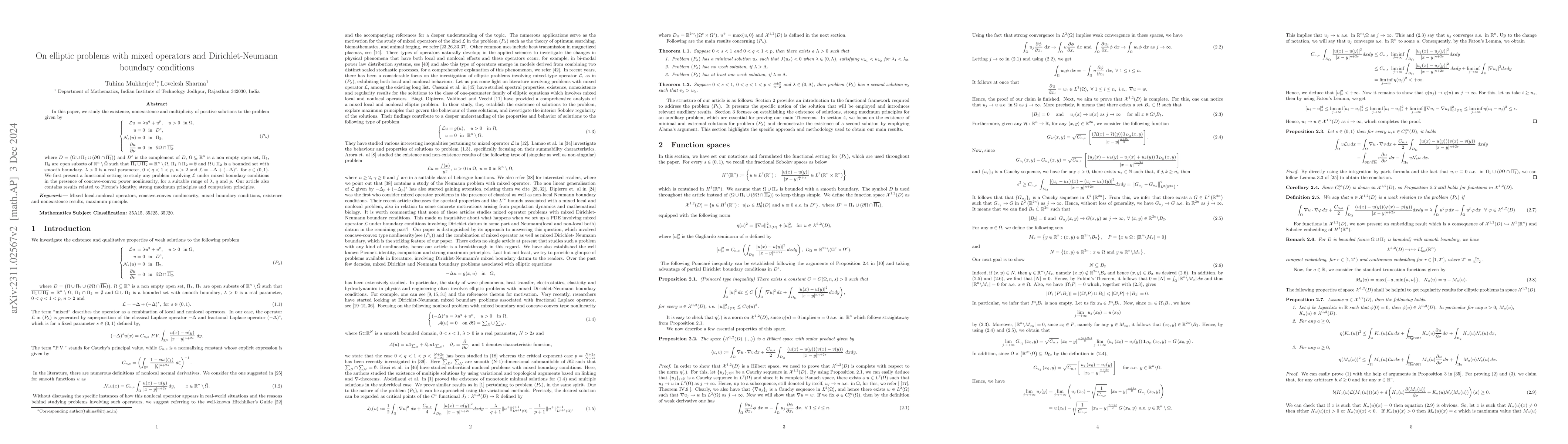Thumbnail for On nonlocal problems with mixed operators and Dirichlet-Neumann mixed
  boundary conditions