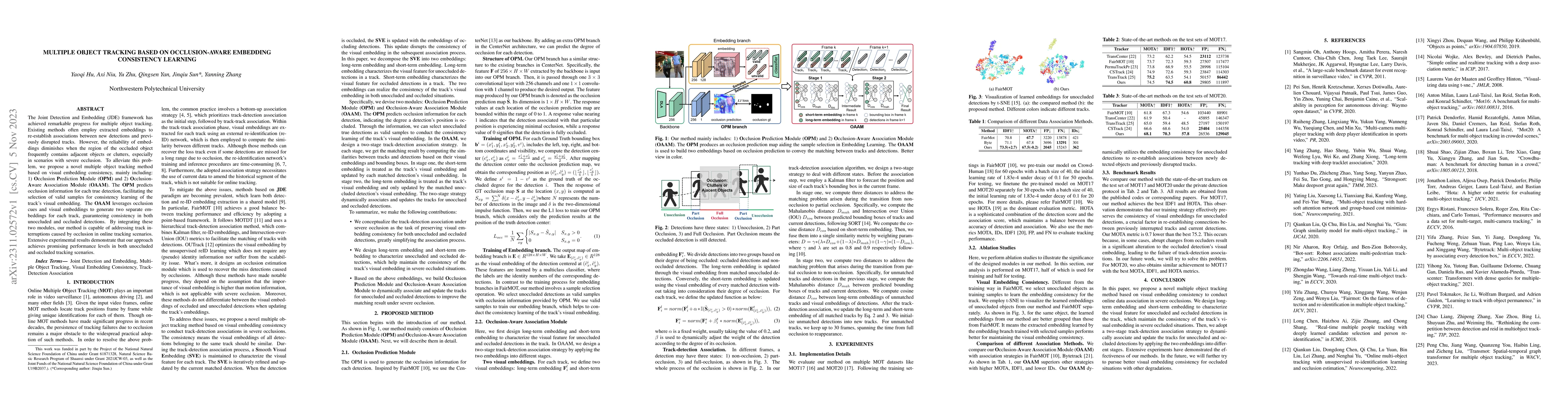 Thumbnail for Multiple Object Tracking based on Occlusion-Aware Embedding Consistency
  Learning