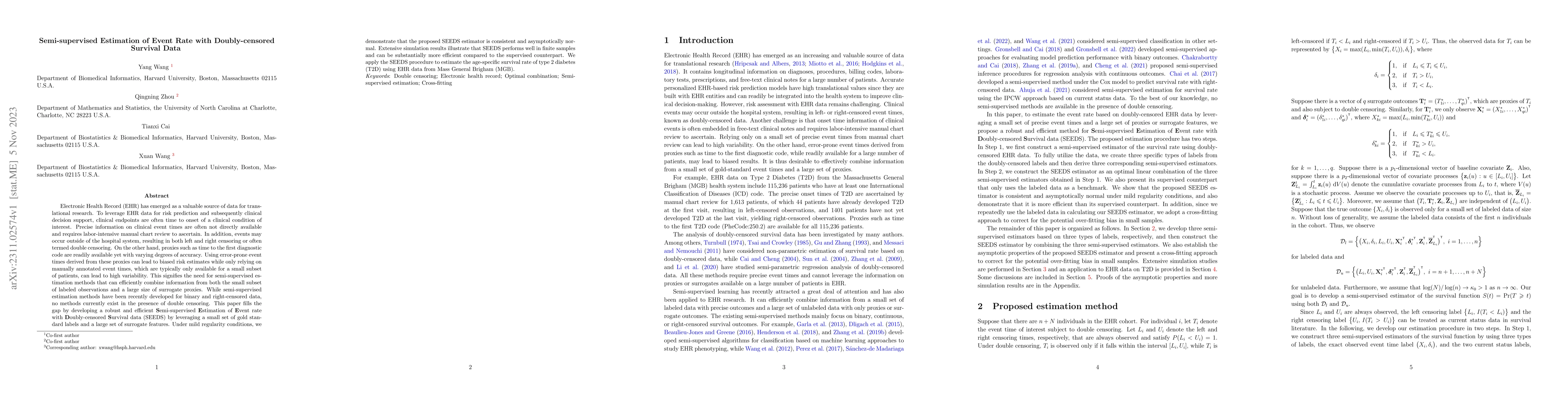 Thumbnail for Semi-supervised Estimation of Event Rate with Doubly-censored Survival
  Data