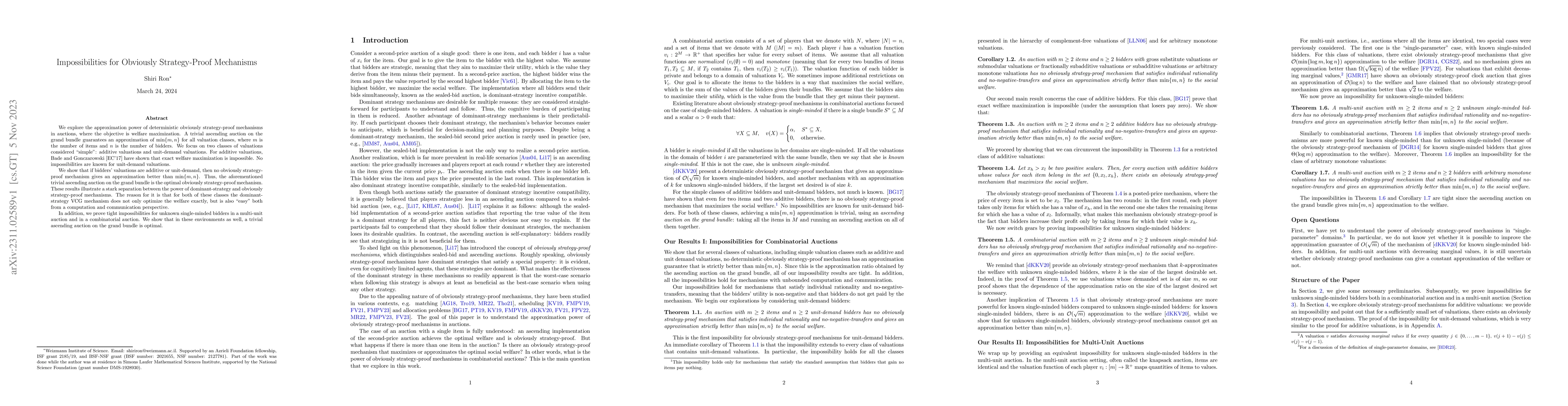 Thumbnail for Impossibilities for Obviously Strategy-Proof Mechanisms
