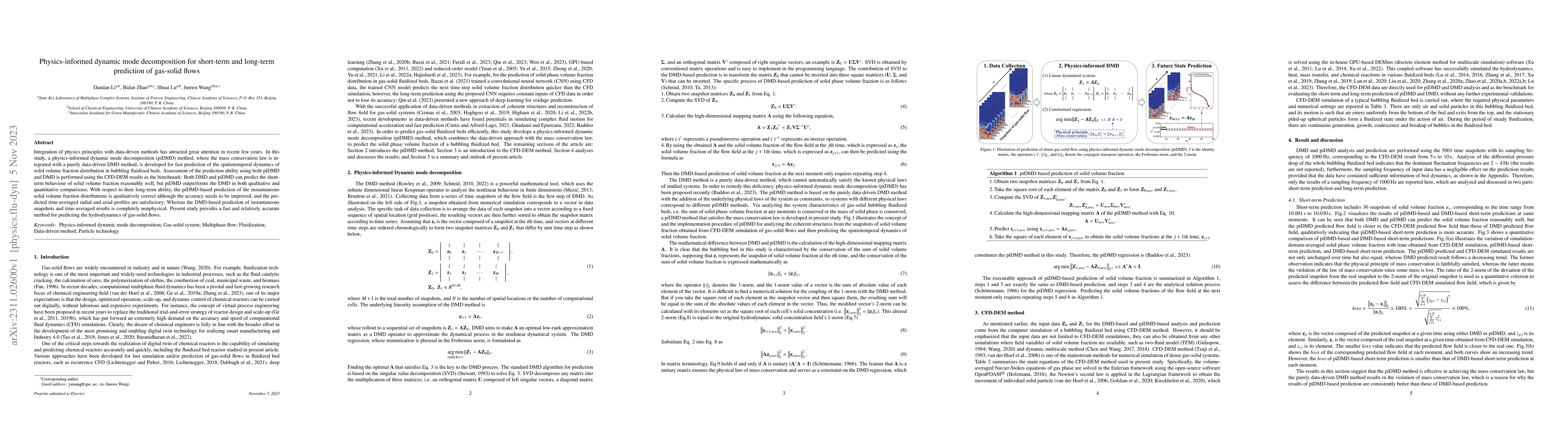 Thumbnail for Physics-informed dynamic mode decomposition for short-term and long-term
  prediction of gas-solid flows
