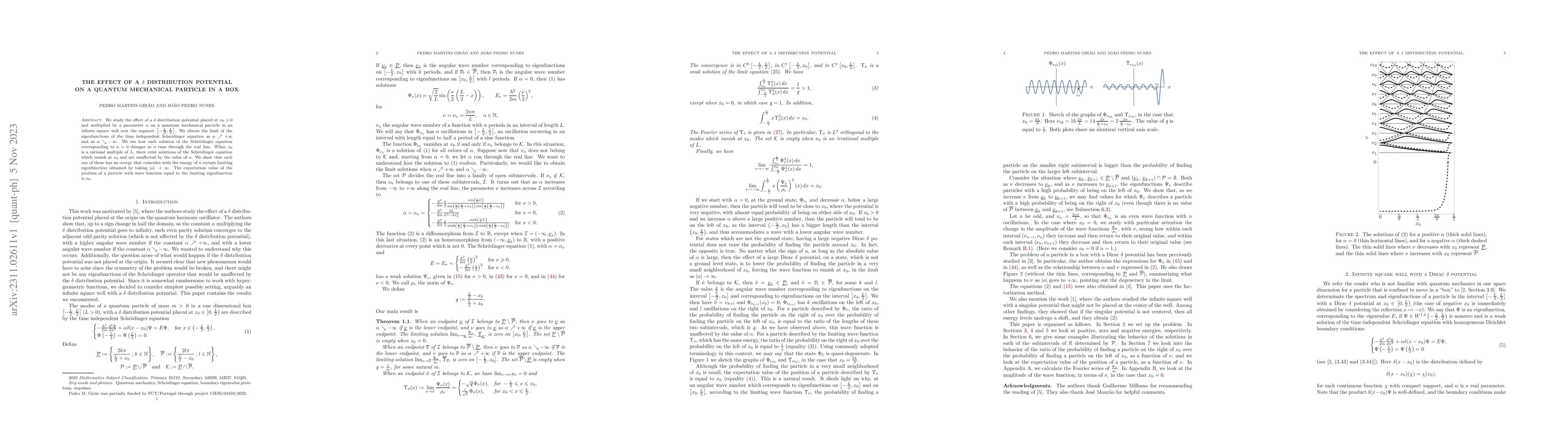 Thumbnail for The effect of a $\delta$ distribution potential on a quantum mechanical
  particle in a box